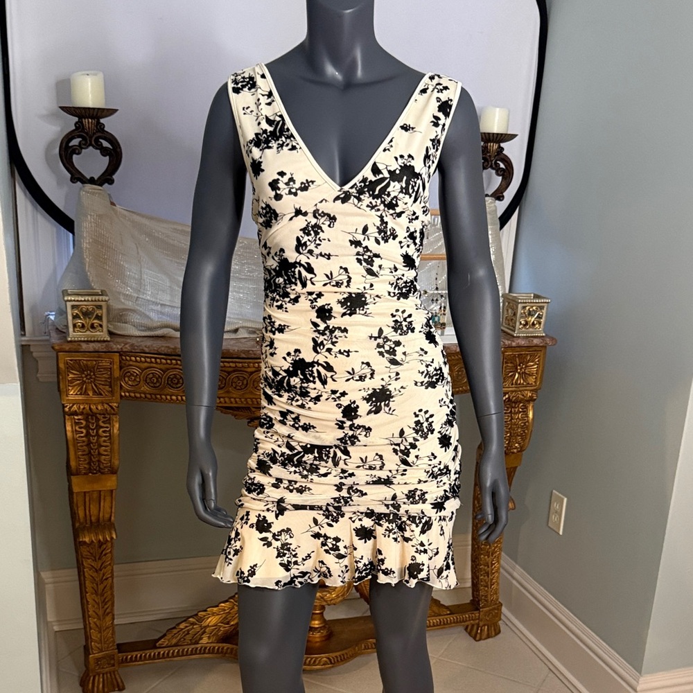 Floral Black and White Women's Dress